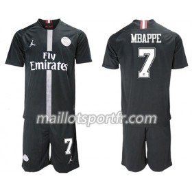Maillot de Foot Paris Saint Germain Mbappe 7 Jordan Noir Enfant Troisieme 2018/19